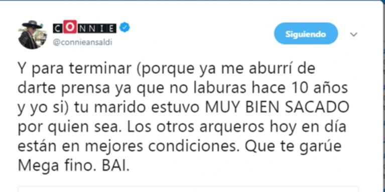 Eliana Guercio y Connie Ansaldi, escandaloso enfrentamiento twittero: "Me das lástima, necesitás ayuda"