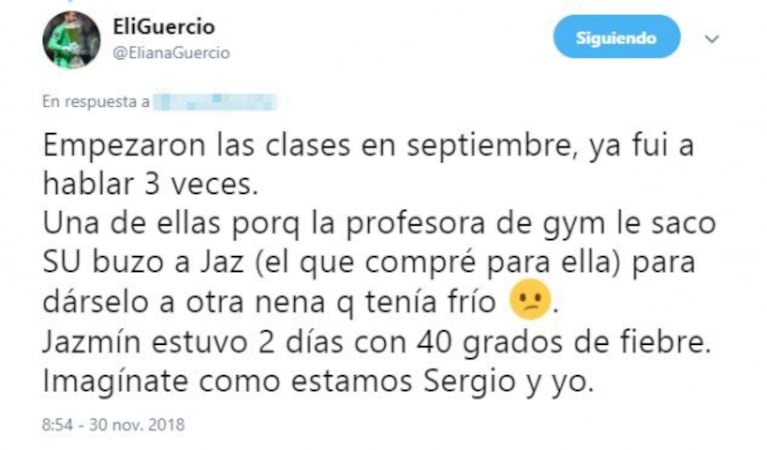 Eliana Guercio y su enojo porque a su hija le quitaron el papel de la Virgen María en una obra del colegio