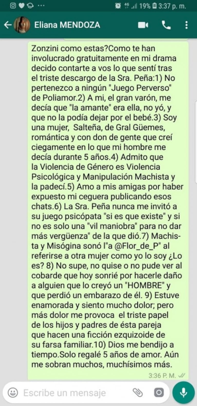 Eliana Mendoza, la mujer que tuvo un affaire con Ramiro Ponce de León: "Él me decía que la amante era Florencia Peña"