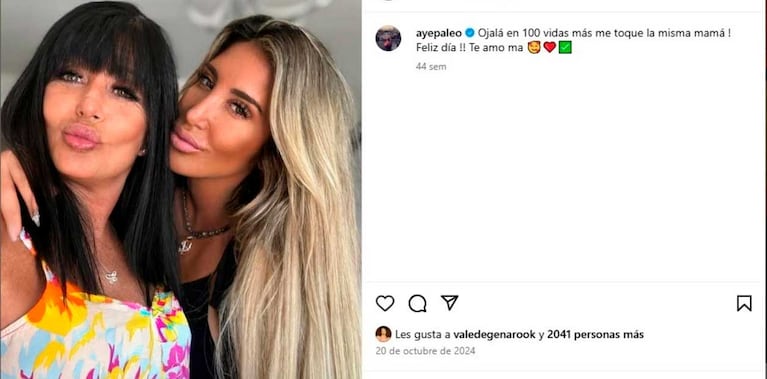 Elizabeth Rodrigo y su hija Ayelén Paleo (Foto: Instagram @ayepaleo)