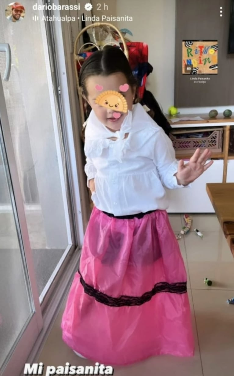 Emilia, la hija de Dario Barassi, celebró el Día de la Tradición y su papá lo compartió en las redes