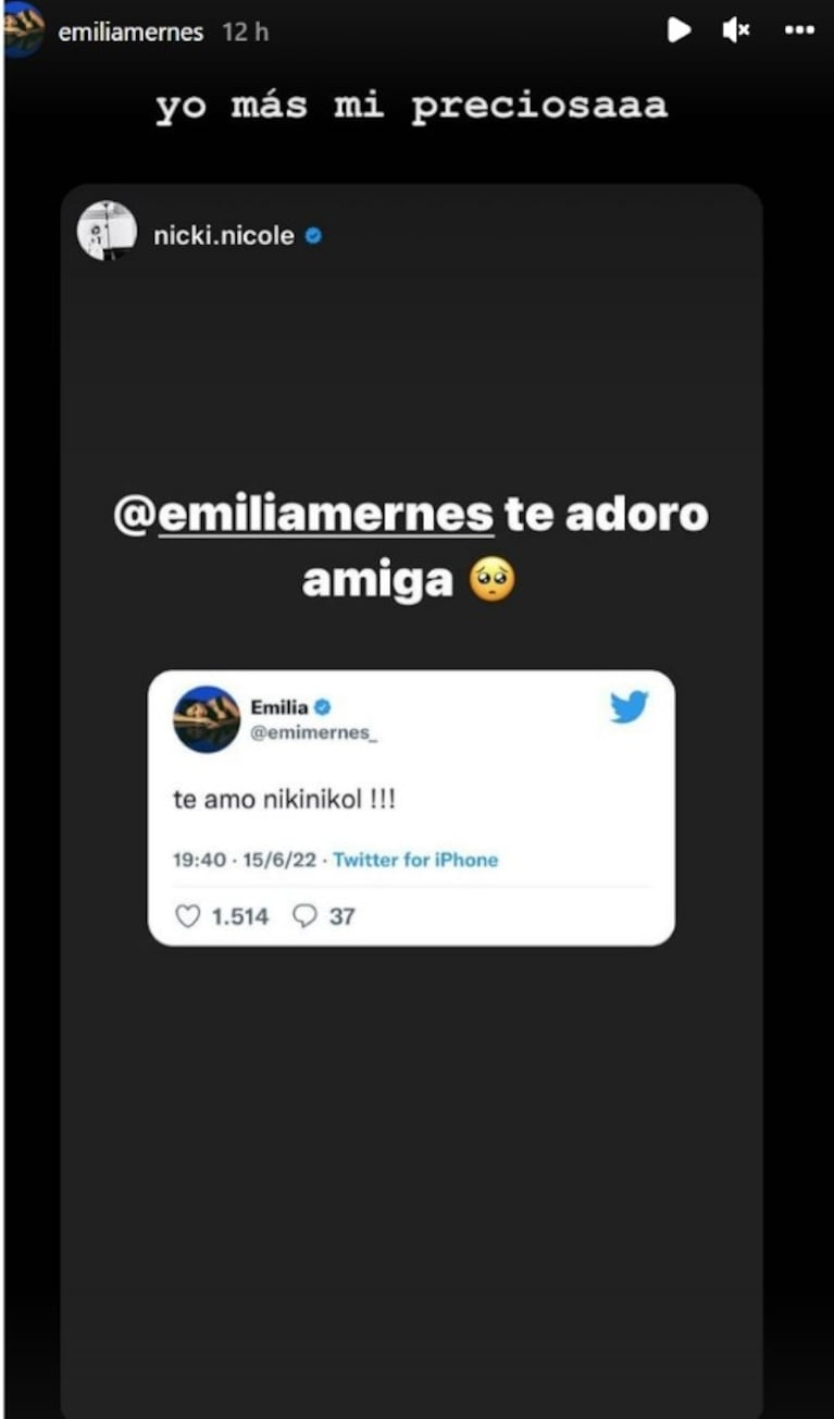 Emilia Mernes y Nicki Nicole protagonizaron un cariñoso cruce en redes: "Mi preciosa"