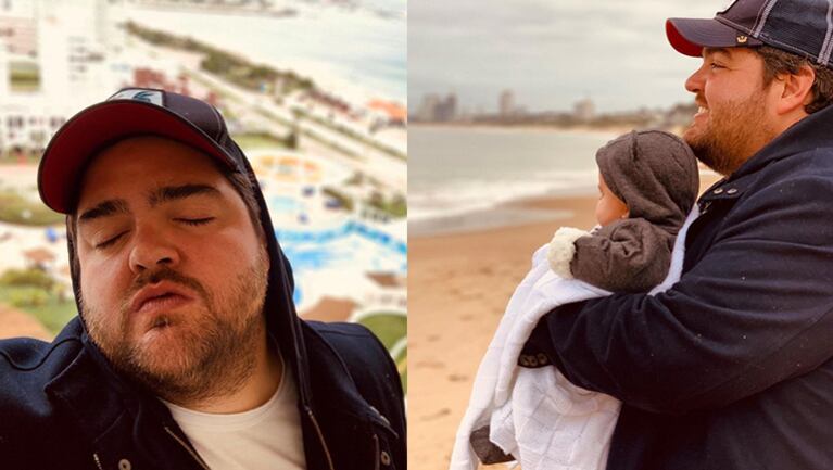 Emilia vio el mar por primera vez junto a su papá.