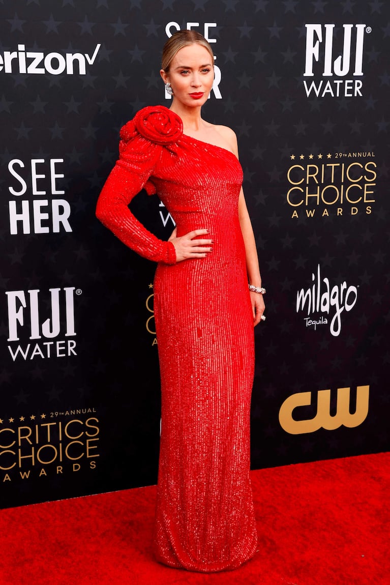 Emily Blunt en la alfombra roja de los Critics choice Awards 2024 (Fotos: Reter - AP- EFE - AFP)