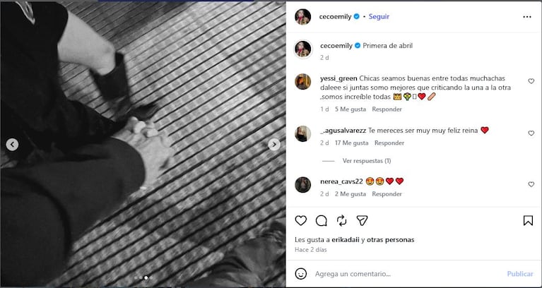 Emily Ceco de la mano con Kevin Caragutti. (Foto: @cecoemily)