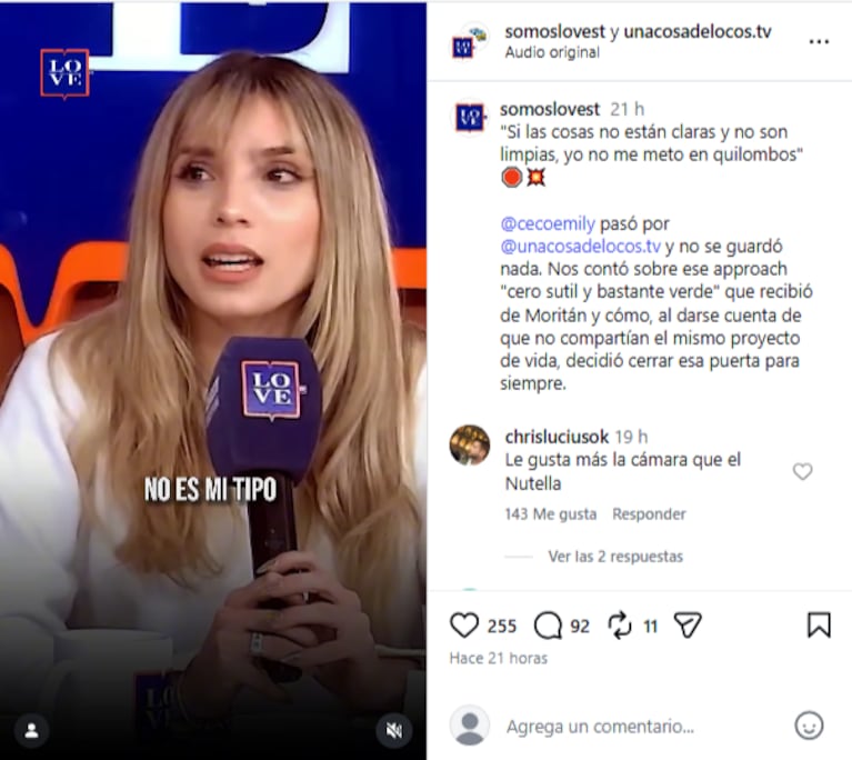Emily Ceco habló sin filtro sobre el approach de Roberto García Moritán
