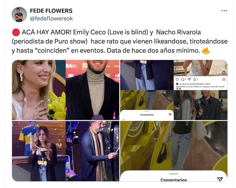 Emily Ceco y Nacho Rivarola. Crédito: X/@fedeflowersok