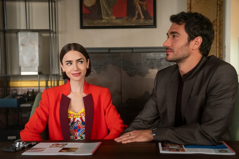 Emily in Paris. (L to R) Lily Collins as Emily, Eugenio Franceschini as Marcello in Emily in Paris. Cr. Caroline Dubois/Netflix © 2025