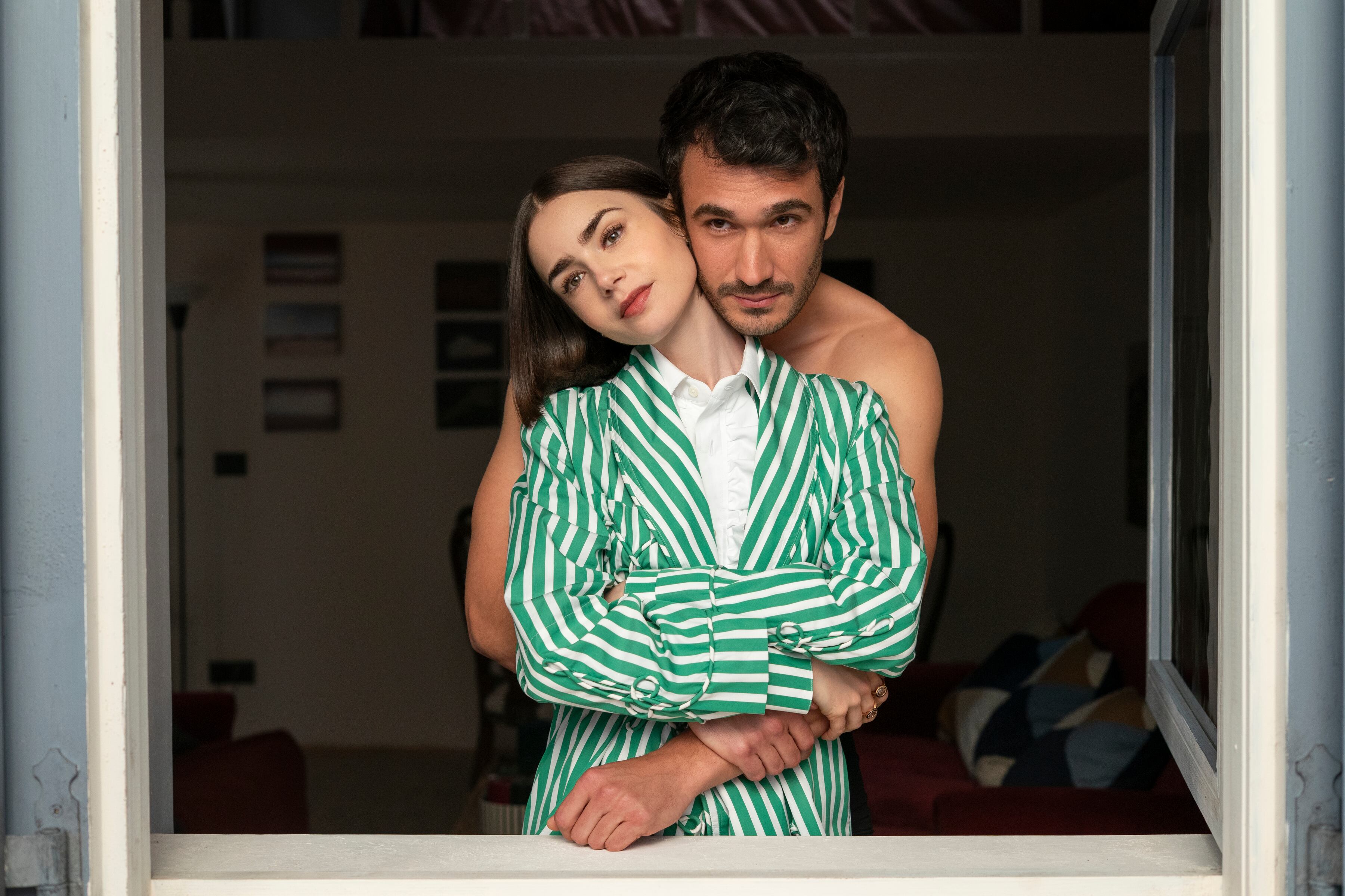 Emily in Paris. (L to R) Lily Collins as Emily, Eugenio Franceschini as Marcello in Emily in Paris. Cr. Caroline Dubois/Netflix © 2025