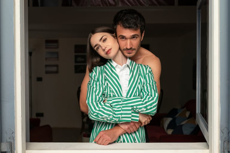 Emily in Paris. (L to R) Lily Collins as Emily, Eugenio Franceschini as Marcello in Emily in Paris. Cr. Caroline Dubois/Netflix © 2025