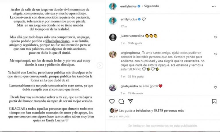 Emily Lucius se disculpó con Locho Loccisano tras ser eliminada de El hotel de los famosos: "Es lo que corresponde"