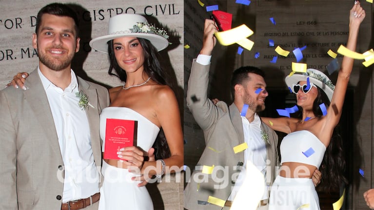 Emily Lucius y Rodrigo Valladares se casaron por civil (Fotos: Movilpress).