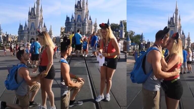 Emoción por partida doble para una pareja en los parques del ratón más famoso del mundo