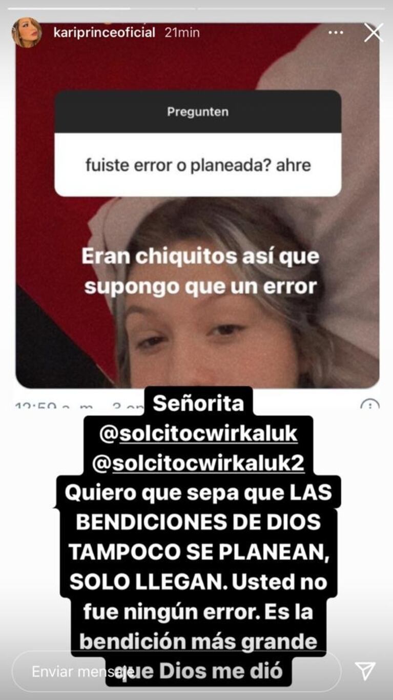 Emotiva respuesta de Karina a su hija, Sol cuando aseguró que había sido un "error" para ella y El Polaco: "Usted no fue ningún error"