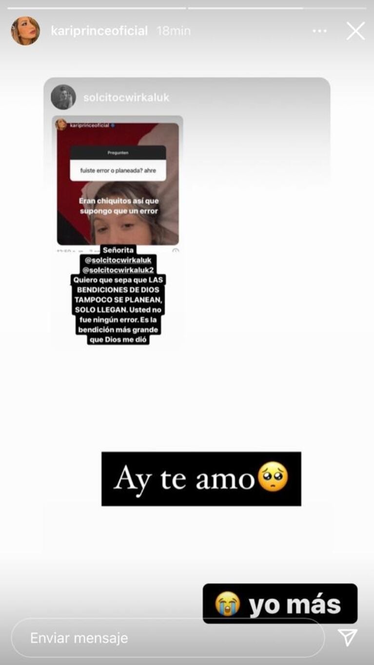 Emotiva respuesta de Karina a su hija, Sol cuando aseguró que había sido un "error" para ella y El Polaco: "Usted no fue ningún error"