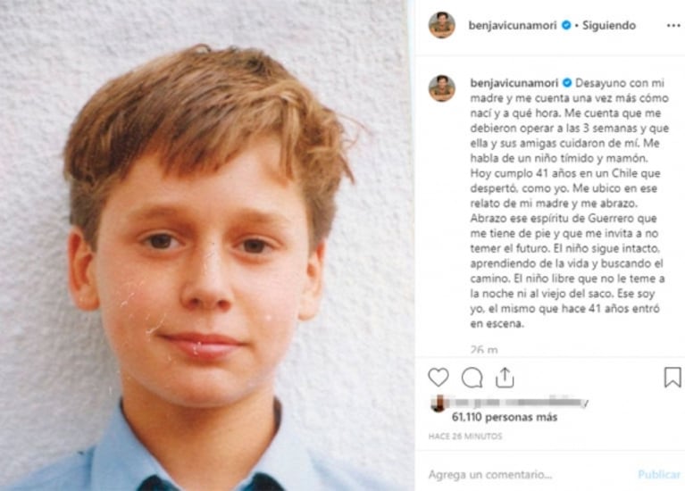 Emotivo posteo de Benjamín Vicuña por su cumple en medio de su separación de la China: "Buscando el camino"