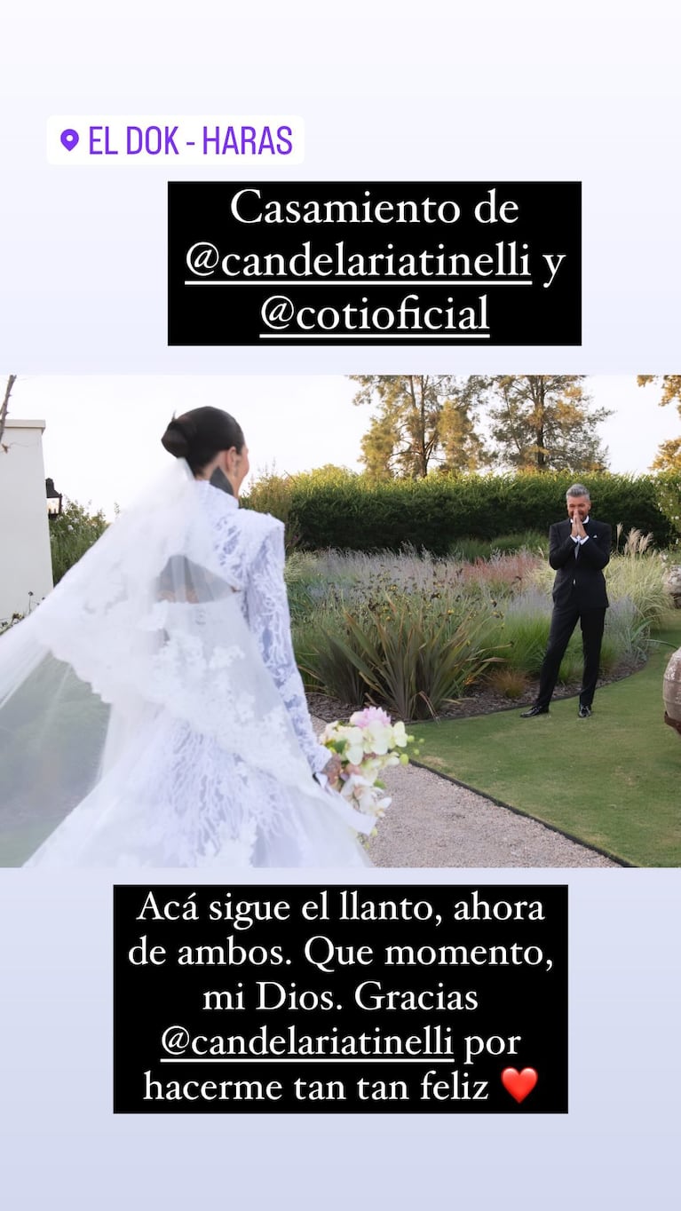 En fotos, el llanto de Marcelo Tinelli al ver a su hija Cande vestida de novia