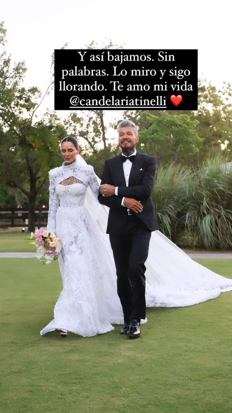 En fotos, el llanto de Marcelo Tinelli al ver a su hija Cande vestida de novia