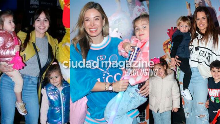 En fotos, Jésica Cirio, Camila Homs y Romina Uhrig fueron con sus hijos al teatro