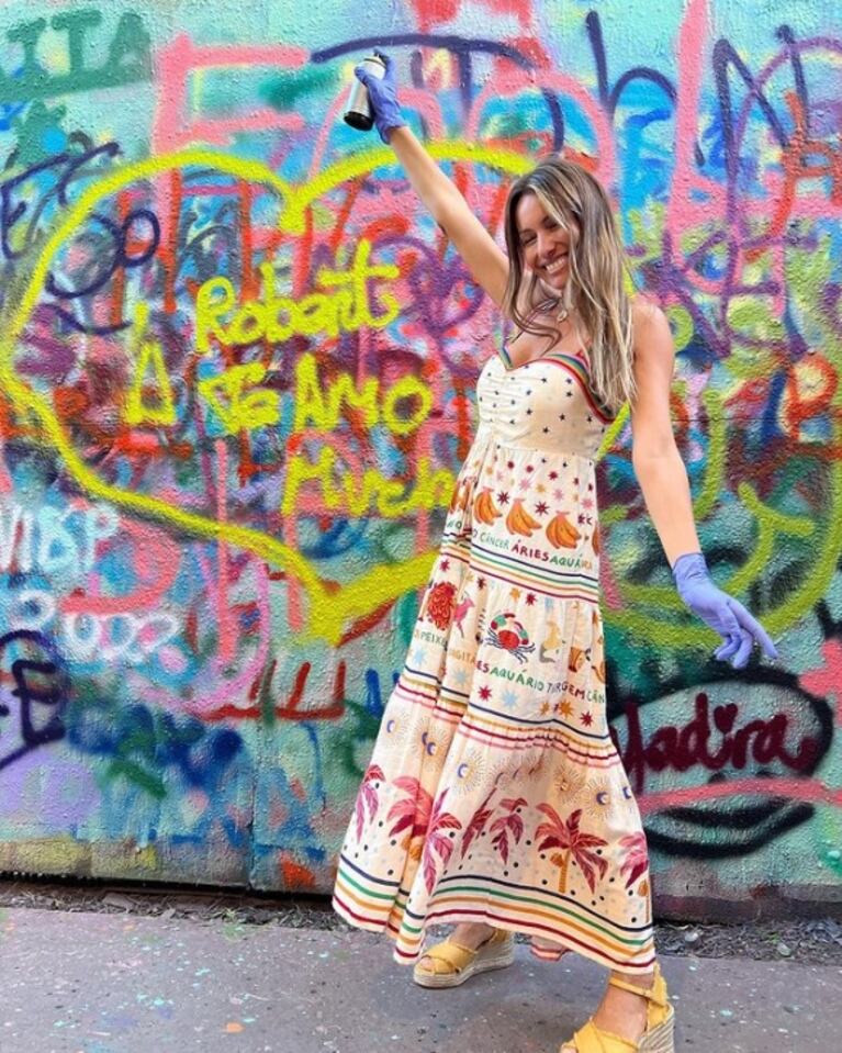 En fotos: Pampita le hizo un graffiti a Roberto García Moritán, súper romántico por San Valentín