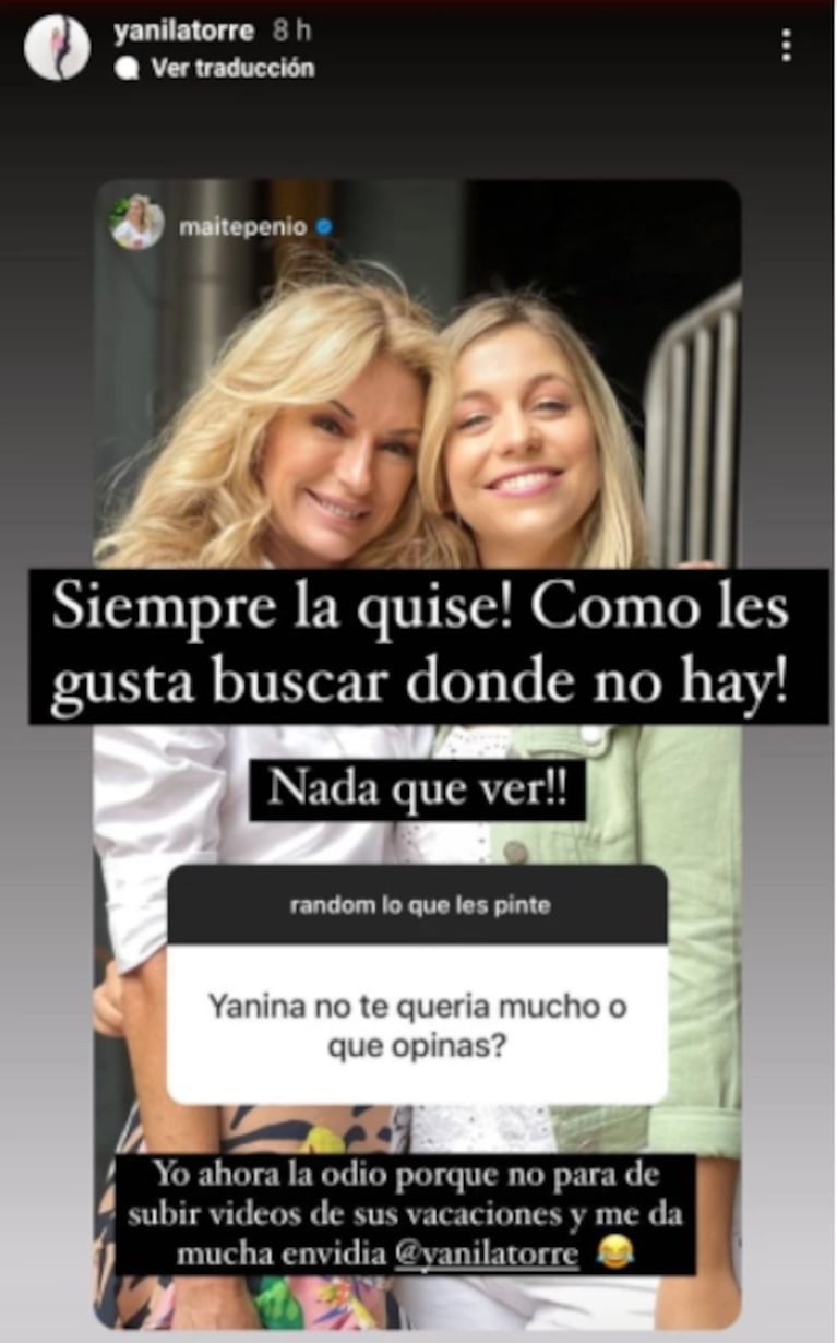 En julio del año pasado, Maite Peñoñori desmentía un enfrentamiento con Yanina Latorre.