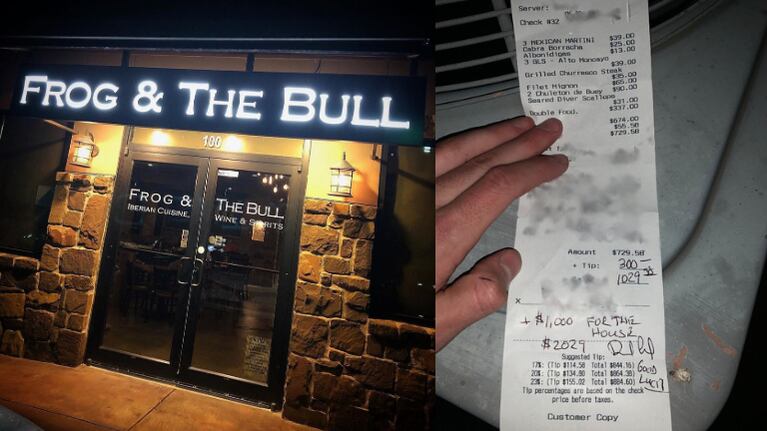 En la re apertura de un restaurante estadounidense, un hombre dejó una sorprendente propina. 