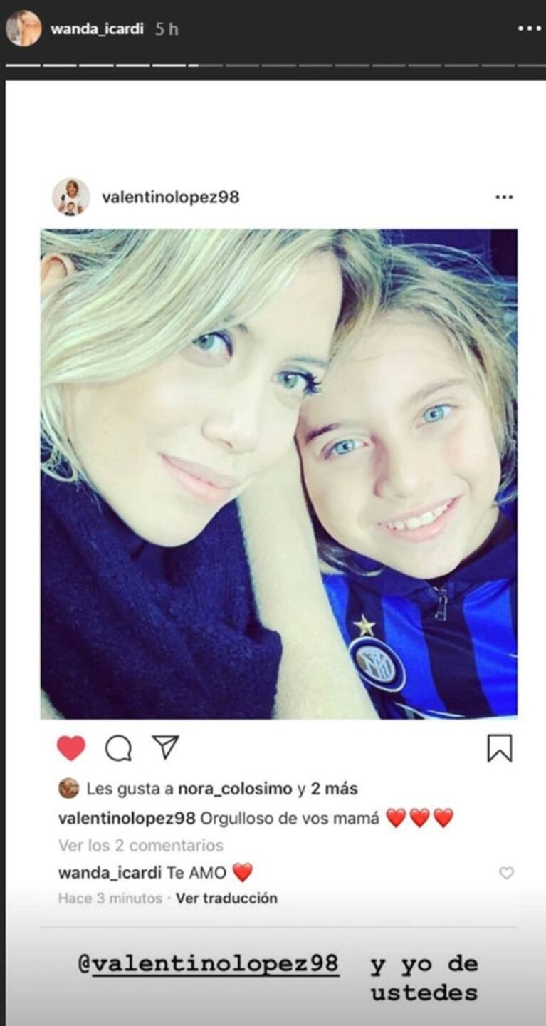 En medio de su nuevo escándalo con Maxi López, Wanda Nara publicó un tierno mensaje de su hijo mayor