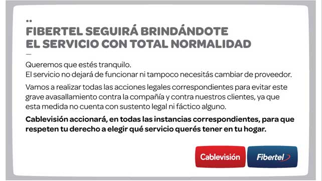 En redes sociales convocan a movilizaciones a favor de Fibertel