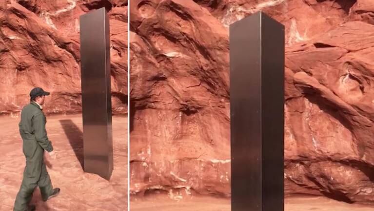 Encuentran misterioso monolito metálico en medio del desierto de Utah