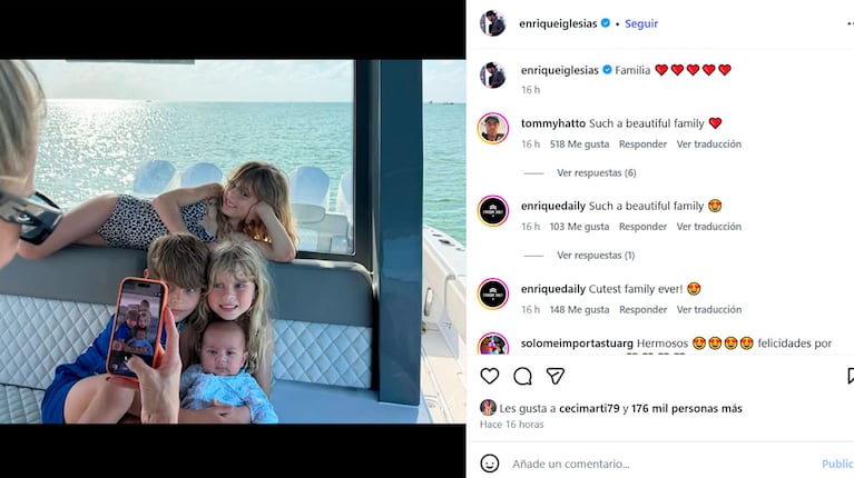 Enrique Iglesias mostrò como creciò su cuarto hijo (Foto de Instagram)
