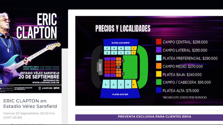 Entradas para Eric Clapton en Argentina: precios y cómo comprarlas
