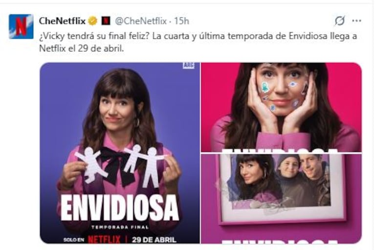 Envidiosa estrena su temporada 4 (Foto: X/ @chenetflix)