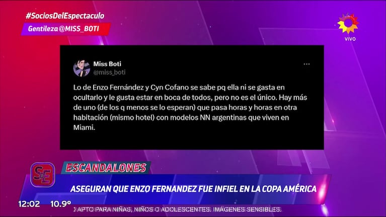 Enzo Fernández le habría sido infiel a Valentina Cervantes con una influencer: “Ella ni lo oculta”