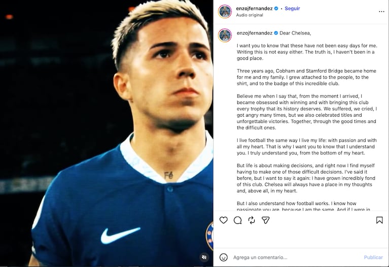 Enzo Fernández se despidió del Chelsea (Foto: Instagram @enzojfernandez)