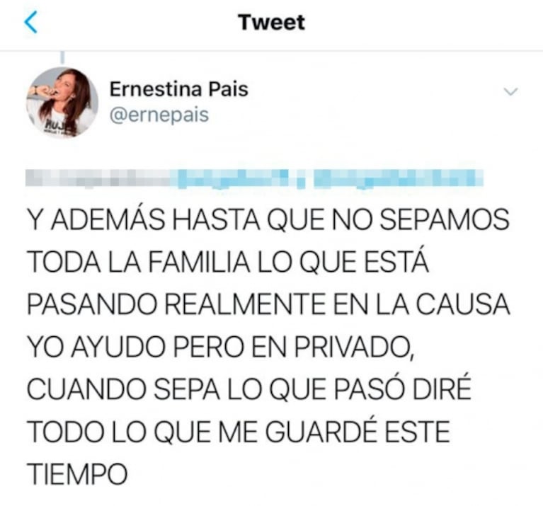 Ernestina Pais, al cruce de quienes la tildan de "mala hermana" por sus dichos tras la detención de su sobrino