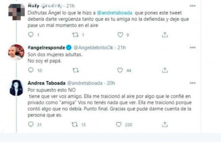 Escandalosa pelea de Yanina Latorre y Andrea Taboada en Twitter: "Yo soy jodida pero no ando con tipos casados"