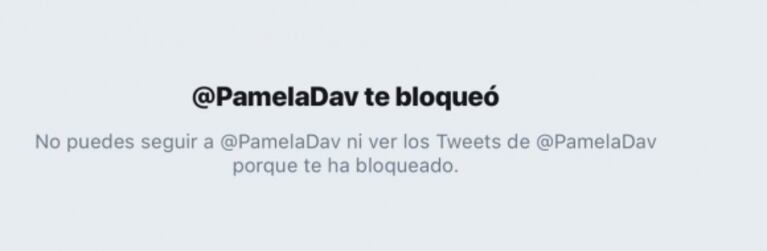 Escandalosos mensajes de Natacha Jaitt contra Pamela David, tras ser bloqueada en Twitter por la conductora