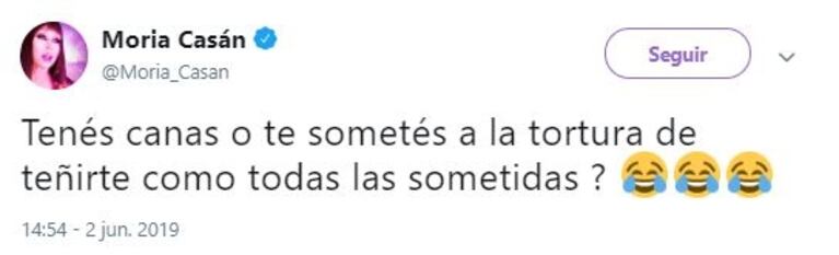 Escandalosos tweets de Moria Casán tras el polémico comentario de Malena Pichot: "¿Tenés canas o te sometés a la tortura de teñirte como todas las sometidas?"