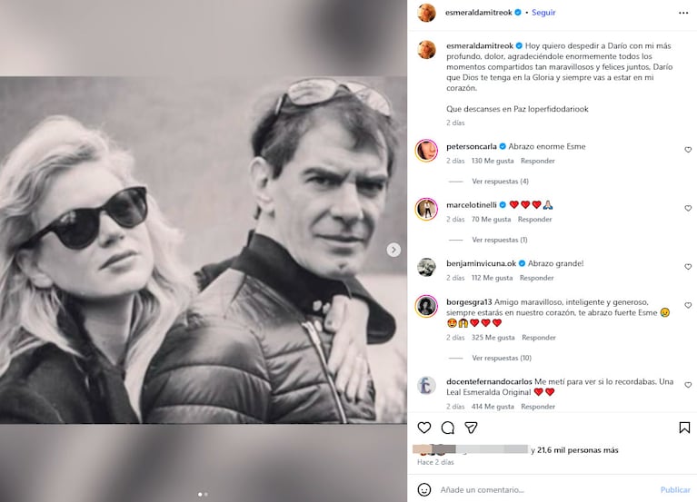Esmeralda Mitre despidió a Darío Lopérfido con un desgarrador mensaje tras su muerte (Foto: Instagram)