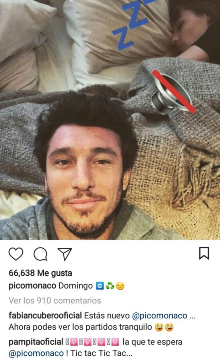 ¡Eso no se hace! Pico Mónaco fotografió a Pampita… ¡en plena siesta!: "Domingo"