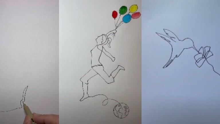 Esta artista delinea dibujos sin levantar el bolígrafo del papel hasta que termina