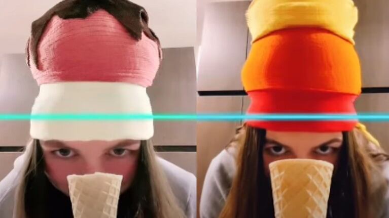 Esta chica hace helados en TikTok utilizando sombreros de colores y aplicando uno de los filtros más populares