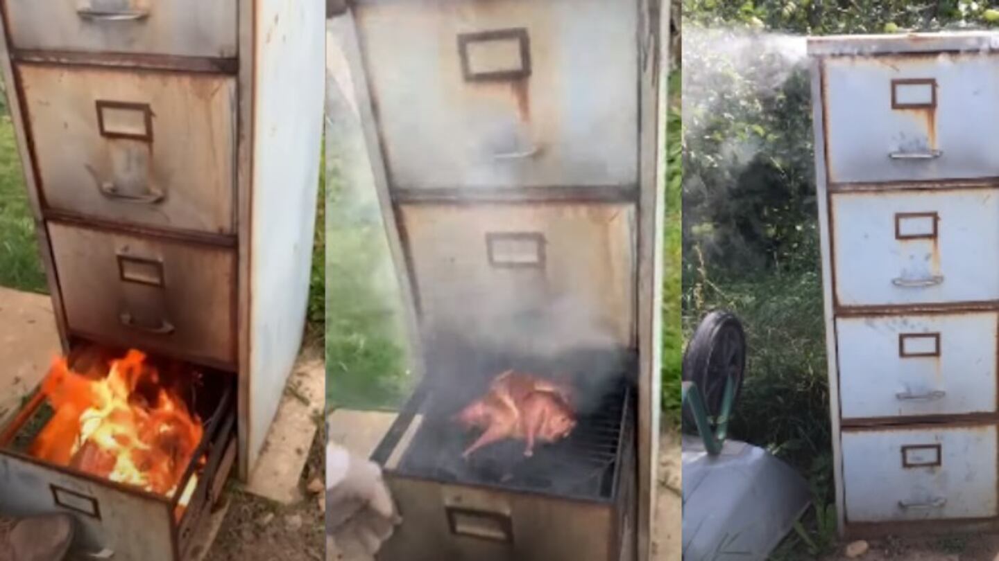 Esta pareja de jubilados fabrica su propio horno de ahumado casero con un viejo archivador