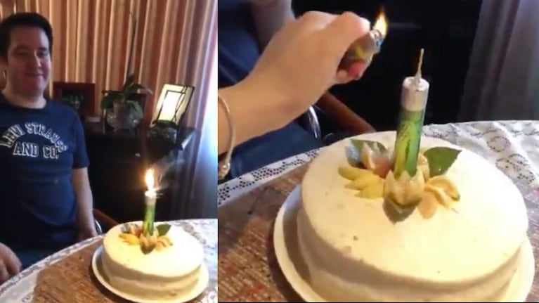 Estaban por cortar la torta y prendieron una bengala, pero ¡era de humo!	