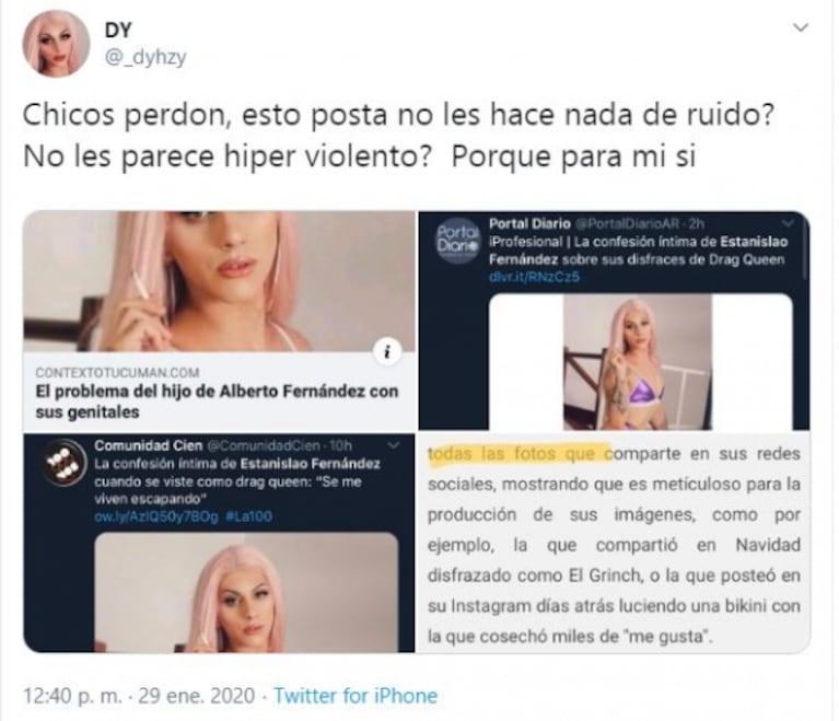 Estanislao Fernández, indignado ante la repercusión de sus dichos sobre las caracterizaciones como Dyhzy: "Híper violento"