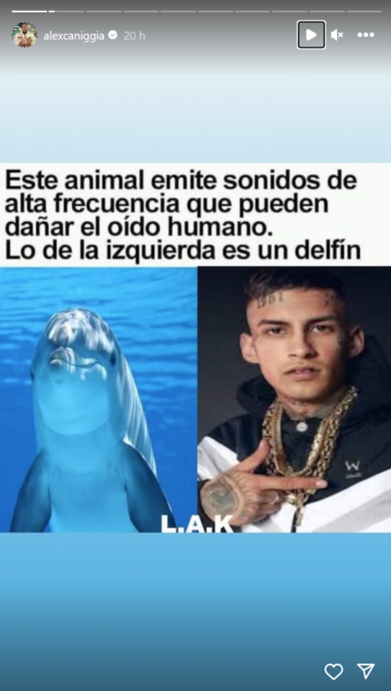 "Este animal...": Alex Caniggia volvió a arremeter contra L-Gante y se burló de él en las redes