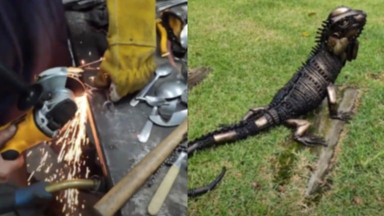 Este artista brasileño tiene un don para esculpir una iguana a partir de unos cubiertos viejos
