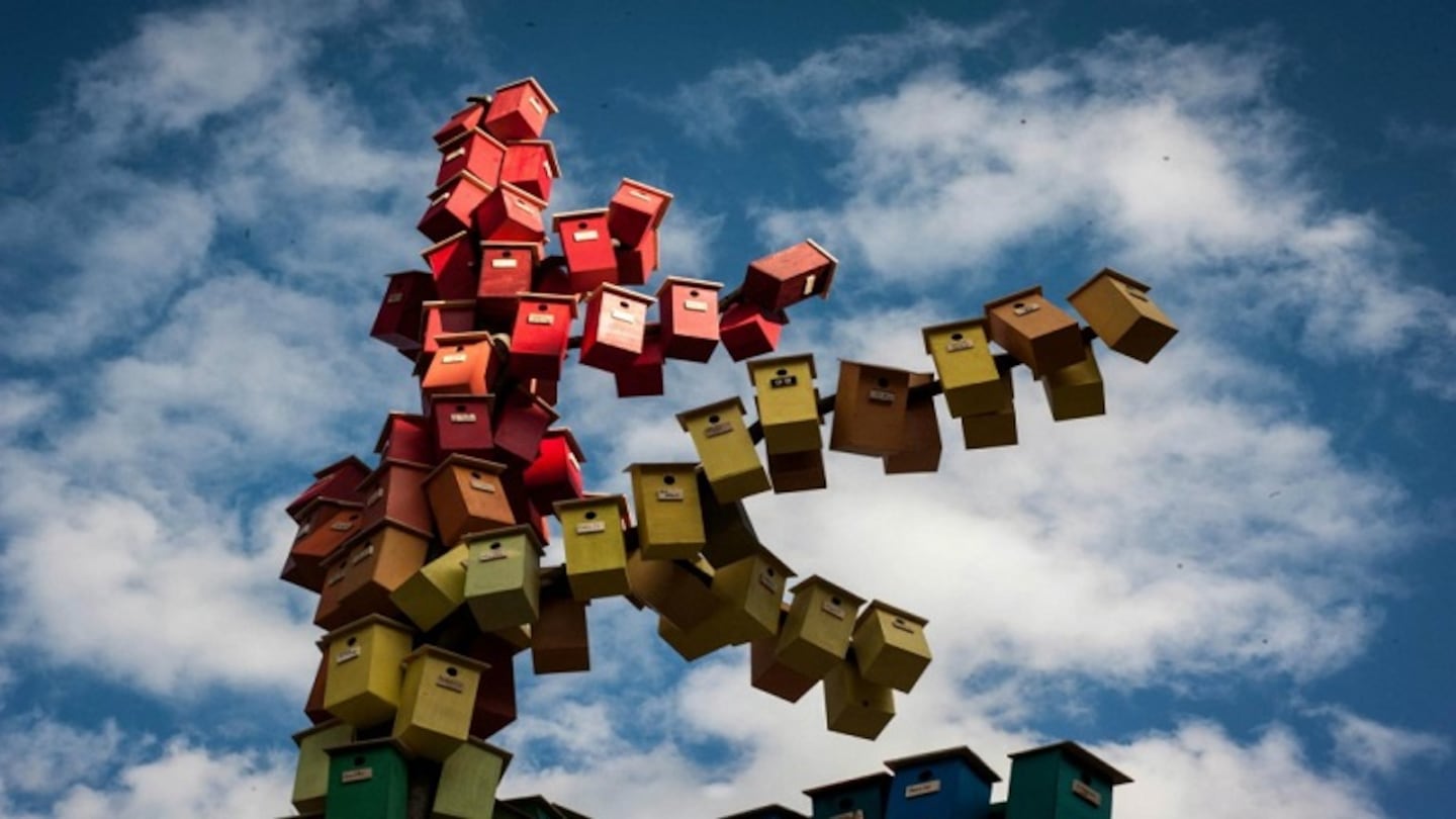 Este artista expresa su arte colocando casas para aves en la ciudad