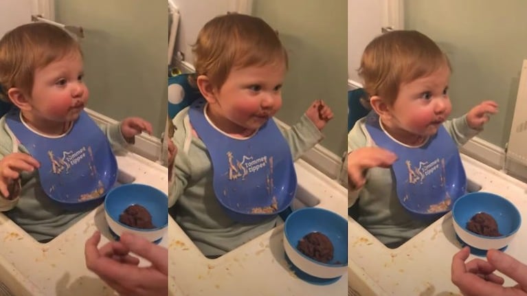 Este bebé prueba el chocolate por primera vez y su reacción no tiene desperdicio