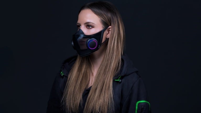 Este es el concepto de máscara inteligente de Razer: sostenible, transparente y con iluminación personalizable. Foto:DPA